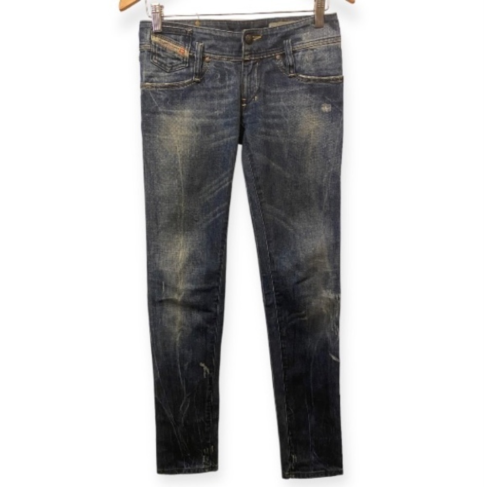 Diesel Matic W25 L34 Low Rise Slim Skinny Womens Jeans Actual 29x33.5 Distressed - Picture 4 of 16